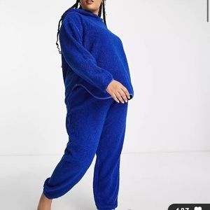 ASOS Curve blue Sherpa matching sweat set